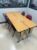 DESCRIPTION: (2) - 72" ADJUSTABLE HEIGHT LAMINATE TOP SEMINAR TABLES WITH FOLDING PANEL LEGS RETAIL PRICE: $200.00 EACH ADDITIONAL INFORMATION: TABLE - 2