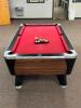 DESCRIPTION: DYNAMO POOL TABLE WITH ACCESSORIES ADDITIONAL INFORMATION: GOOD CONDITION. SEE PHOTOS FOR LOT ACCESSORIES. SOLD AS SET. LOCATION: CLINIC - 2