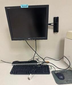 DESCRIPTION: WALL MOUNTED MONITOR AND ACCESSORY SET ADDITIONAL INFORMATION: KEYBOARD AND MOUSE INCLUDED. SIZE: SEE PHOTOS LOCATION: CLINIC 8 MEDICAL L