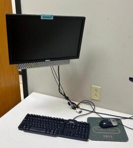 DESCRIPTION: WALL MOUNTED MONITOR AND ACCESSORY SET ADDITIONAL INFORMATION: KEYBOARD AND MOUSE INCLUDED. SIZE: SEE PHOTOS LOCATION: CLINIC 9 MEDICAL L