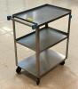 DESCRIPTION: THREE TIER STAINLESS STEEL UTILITY CART BRAND / MODEL: LAKESIDE RETAIL PRICE: $246.00 ADDITIONAL INFORMATION: GREAT CONDITION WITH MINOR