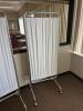 DESCRIPTION: THREE PANEL FOLDING SET UP SCREENS SIZE: 27" X 71" PANELS LOCATION: CLINIC 9 THIS LOT IS: ONE MONEY QTY: 1 - 3