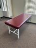 DESCRIPTION: 72" METAL FRAME VINYL FLAT TOP STRAIGHT LINE TREATMENT TABLE RETAIL PRICE: $500.00 ADDITIONAL INFORMATION: EXCELLENT CONDITION. STOCK PHO - 2