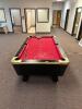 DESCRIPTION: DYNAMO POOL TABLE WITH ACCESSORIES ADDITIONAL INFORMATION: GOOD CONDITION. SEE PHOTOS FOR LOT ACCESSORIES. SOLD AS SET. LOCATION: CLINIC - 2