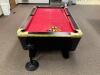 DESCRIPTION: DYNAMO POOL TABLE WITH ACCESSORIES ADDITIONAL INFORMATION: GOOD CONDITION. SEE PHOTOS FOR LOT ACCESSORIES. SOLD AS SET. LOCATION: CLINIC - 5