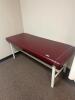 DESCRIPTION: 72" METAL FRAME VINYL FLAT TOP STRAIGHT LINE TREATMENT TABLE RETAIL PRICE: $500.00 ADDITIONAL INFORMATION: EXCELLENT CONDITION. STOCK PHO - 2