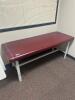 DESCRIPTION: 72" METAL FRAME VINYL FLAT TOP STRAIGHT LINE TREATMENT TABLE RETAIL PRICE: $500.00 ADDITIONAL INFORMATION: EXCELLENT CONDITION. STOCK PHO - 2