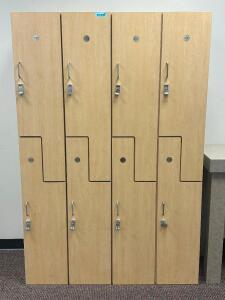 DESCRIPTION: 72" / 8 COMPARTMENT LOCKER SYSTEM SIZE: SEE PHOTOS LOCATION: CLINIC 10 THIS LOT IS: ONE MONEY QTY: 1