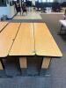 DESCRIPTION: (2) - 72" ADJUSTABLE HEIGHT LAMINATE TOP SEMINAR TABLES WITH FOLDING PANEL LEGS RETAIL PRICE: $200.00 EACH ADDITIONAL INFORMATION: TABLE - 3