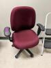 DESCRIPTION: (3) MAROON UPHOLSTERED OFFICE CHAIRS LOCATION: COMPUTER ROOM / BY KITCHEN THIS LOT IS: SOLD BY THE PIECE QTY: 3