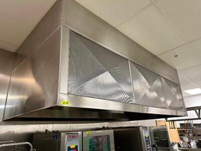 CAPTIVE AIRE 10' X 60" STAINLESS EXHAUST HOOD SYSTEM. EXHAUST FAN ON ROOF.