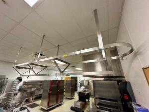 12' ALL STAINLESS CEILING MOUNTED POT RACK.