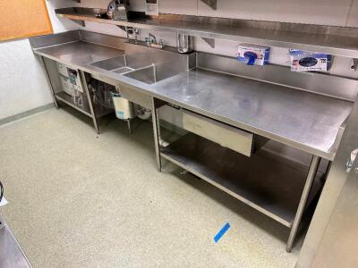 150" TWO WELL ALL STAINLESS PREP SINK W/ SALVAJOR 200 DISPOSAL