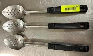 (3) SLOTTED STAINLESS SERVING SPOONS