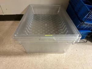 (2) 8 GALLON SLOTTED PLASTIC SALAD INSERTS.