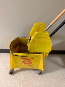 YELLOW MOP BUCKET AND WRINGER