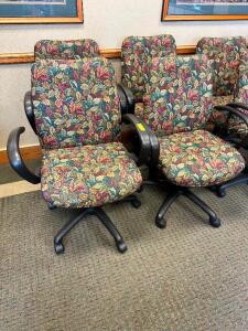 (4) FLORAL UPHOLSTER CONFERENCE CHAIRS