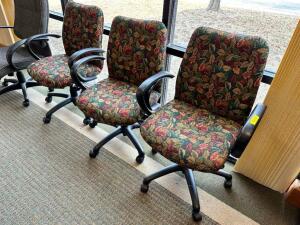 (4) FLORAL UPHOLSTER CONFERENCE CHAIRS