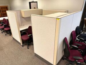 (1) PERSON SECTIONS OF 100" X 90" CUBICAL PARTITIONS W/ COMPOSITE DESKS