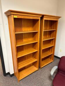 (2) 30" X 12" WOODEN BOOK SHELVES