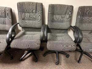 (6) HIGH BACK GREY UPHOLSTERED OFFICE CHAIRS