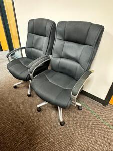 (2) HIGH BACK BLACK OFFICE ARM CHAIRS