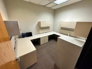 10' X 6' WALL MOUNTED COMPOSITE DESK AND HUTCH SYSTEM - SINGLE OFFICE