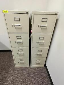 (2) FOUR DRAWER METAL FILE CABINETS.