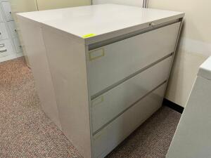 (3) 42" THREE DRAWER LATERAL FILE CABINETS