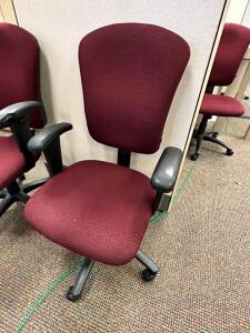 (8) MAROON UPHOLSTER OFFICE ARM CHAIRS