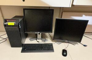 IBM THINK CENTER COMPUTER W/ (2) 15" LCD MONITORS