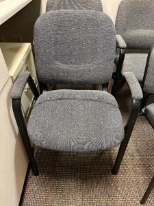 (4) GREY UPHOLSTERED ARM CHAIRS