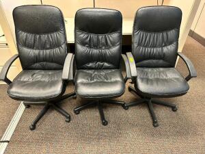 (3) HIGH BACK BLACK OFFICE CHAIRS