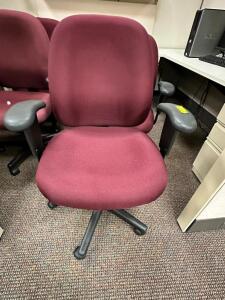 (4) MAROON UPHOLSTER OFFICE ARM CHAIRS