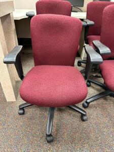 (4) MAROON UPHOLSTER OFFICE ARM CHAIRS