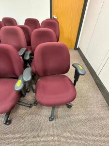 (4) MAROON UPHOLSTER OFFICE ARM CHAIRS