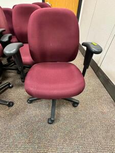 (4) MAROON UPHOLSTER OFFICE ARM CHAIRS