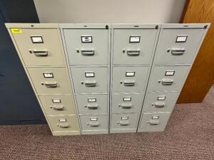 (4) FOUR DRAWER METAL FILE CABINETS