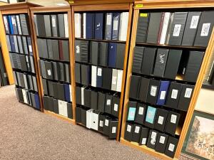 CONTENTS OF (4) SHELVES - LARGE LOT OF OFFICE BINDERS.