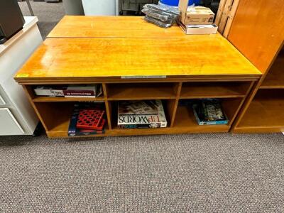 (2) 60" WOODEN MEDIA STANDS / BOOK CASES.