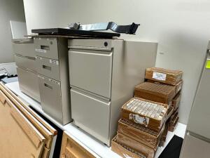 APPROX 20 TWO DRAWER METAL FILE CABINET DESK BASES.