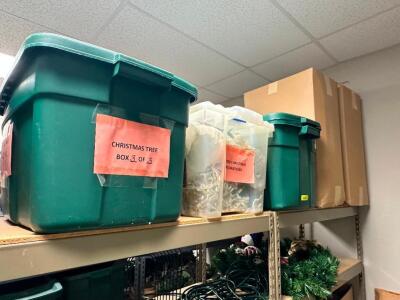 CONTENTS OF (2) SHELVES - ASSORTED CHRISTMAS DECORATIONS