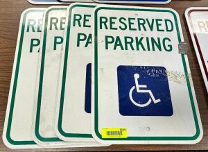 (4) RESERVE HANDICAP METAL PARKING LOT SIGNS