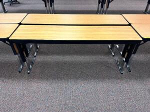 (4) 72" X 18" LAMINATE WOOD TABLES W/ ADJUSTABLE LEGS