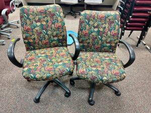 (2) FLORAL PATTERN UPHOLSTERED OFFICE CHAIRS