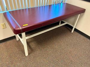 70" X 30" MAROON THERAPY BED W/ METAL BASE