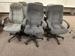 (6) HIGH BACK GREY UPHOLSTERED OFFICE CHAIRS