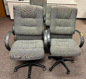 (4) HIGH BACK GREY UPHOLSTERED OFFICE CHAIRS