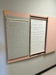 (2) 48" X 48" WALL MOUNTED DRY ERASE CABINETS