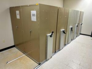 (5) DOUBLE SECTIONS OF 72" ROLLING STORAGE CABINETS